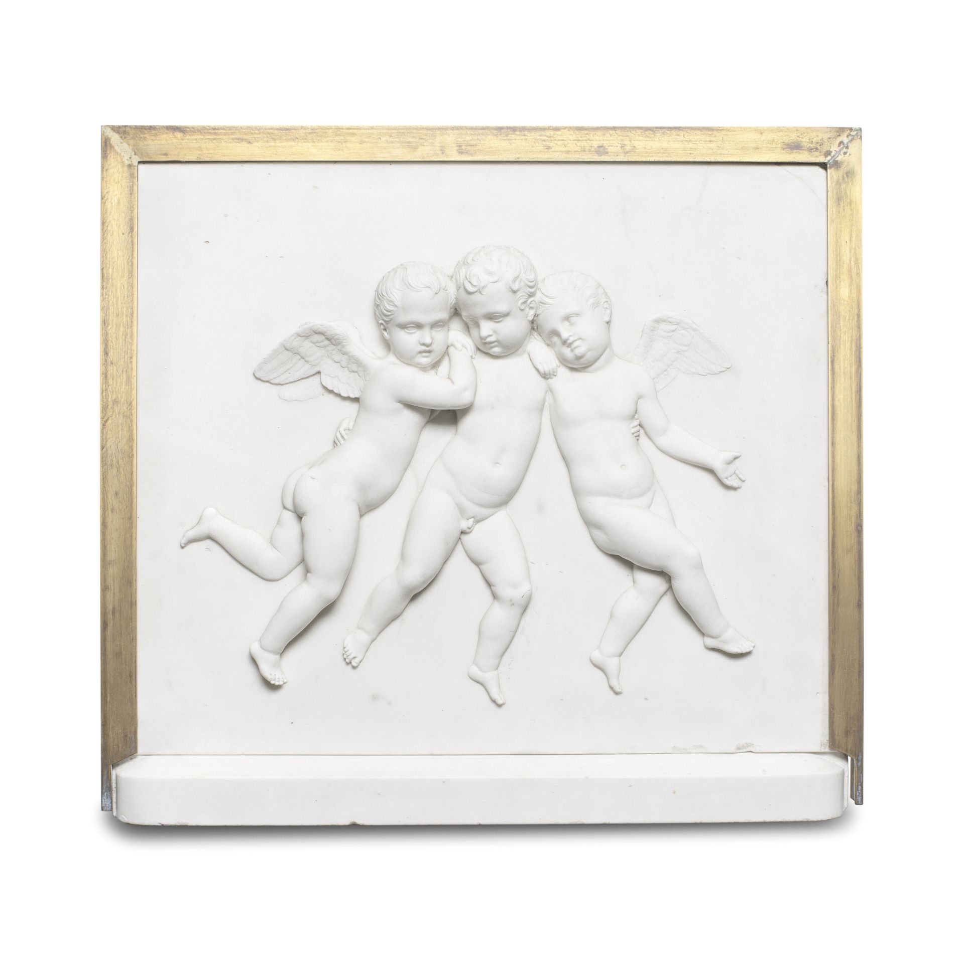 Attributed to Bertel Thorvaldsen (Danish, 1770-1844): A rare carved Carrara marble bas-relief pl...