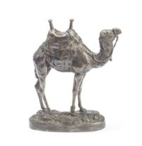 After Antoine-Louis Barye (French, 1796-1875): A patinated bronze model of Dromadaire harnach&#2...