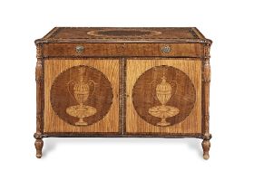 A fine George III satinwood, yew wood, palmwood crossbanded, sycamore and marquetry commode attr...