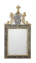 A Swedish first half 18th century gilt lead, giltwood and etched glass marginal mirror in the ma...