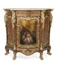 A French late 19th century ormolu mounted rosewood and Vernis Martin serpentine meuble d'appui i...