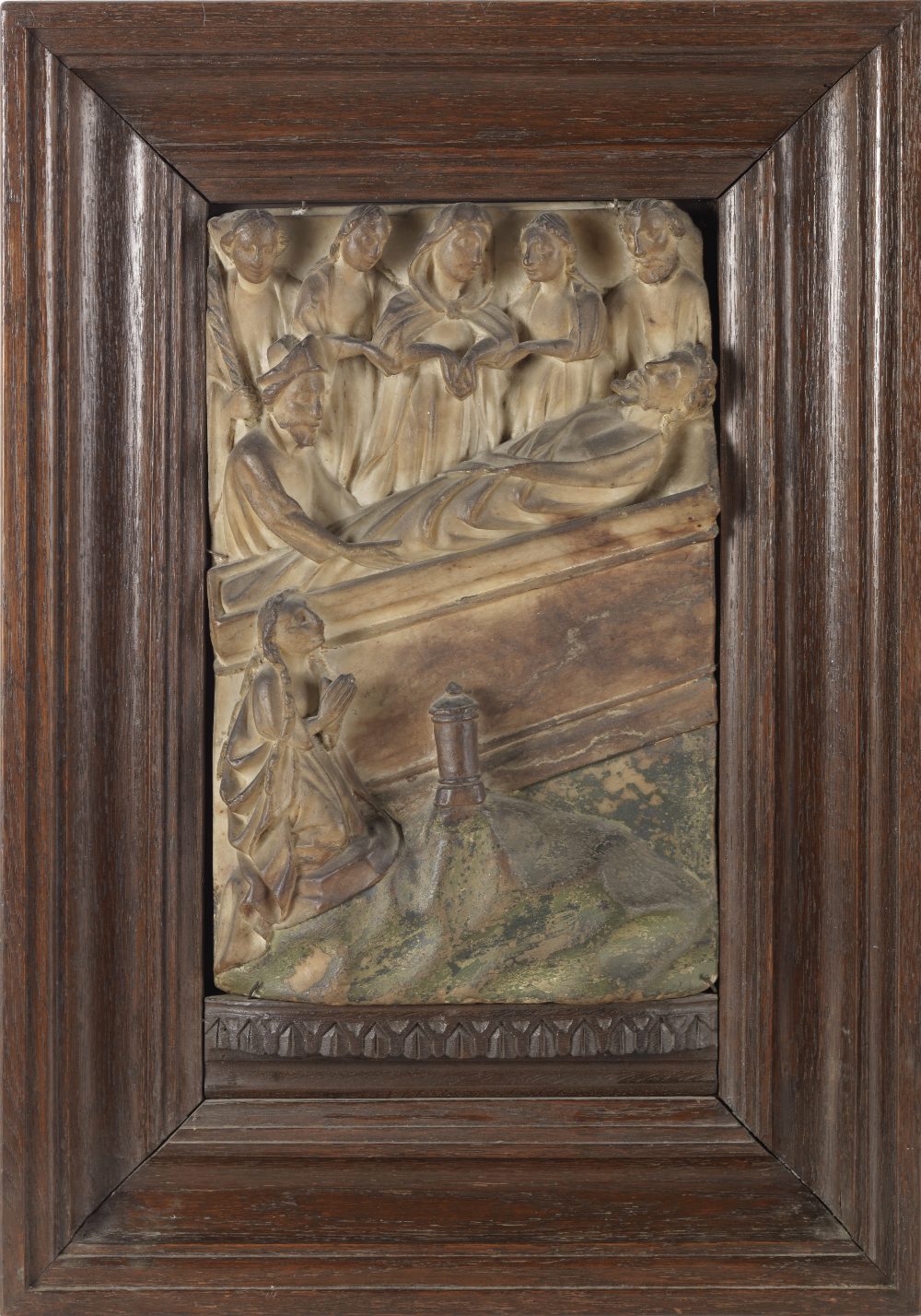 A Medieval Nottingham alabaster relief panel depicting the Entombment Circa 1450