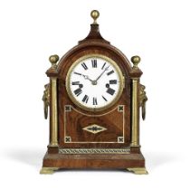 An early 19th century brass inlaid mahogany table clock Pitt and Goater London