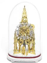 A Good Mid-19th Century 'Scott Memorial' Striking Skeleton Clock Attributable to Evans, Handsworth,
