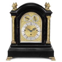 A late 19th century ebonised quarter chiming table clock Charles Frodsham, 84 Strand London, No. 19