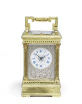 A good late 19th century French lacquered and silvered brass carriage clock in an Anglaise style cas