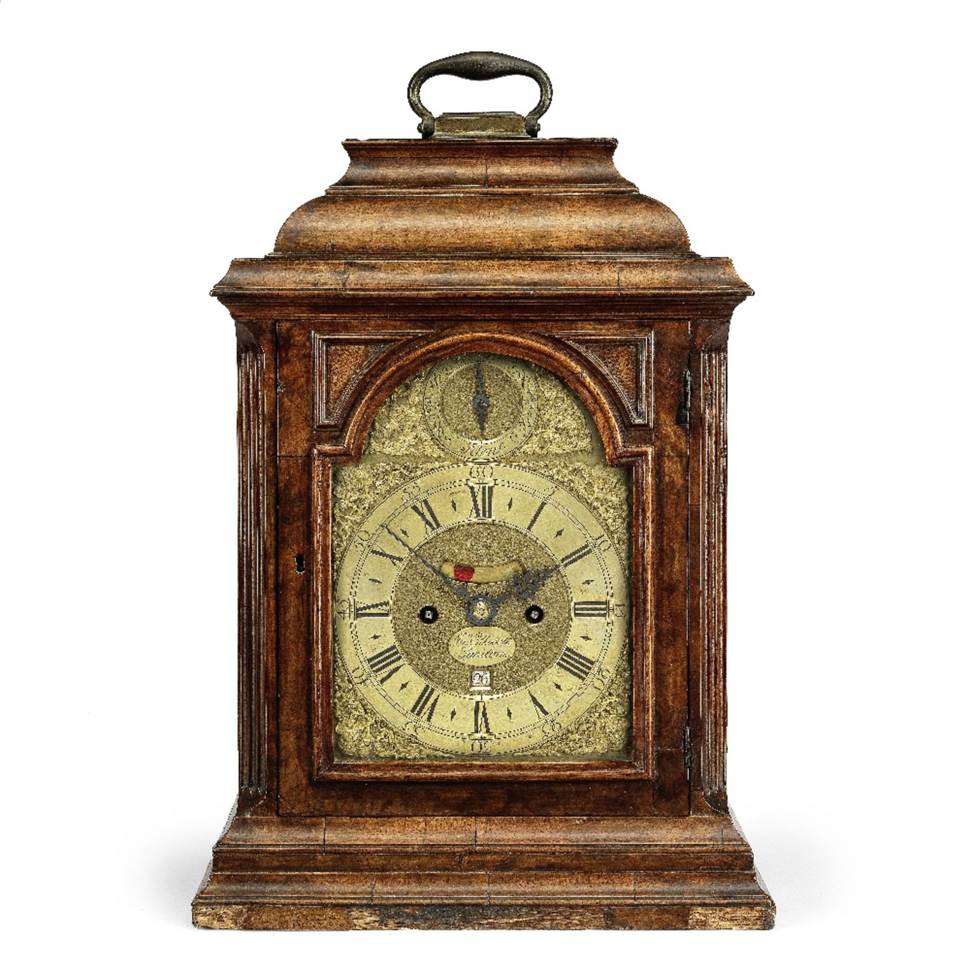 A rare mid 18th century walnut quarter repeating table clock Ellicott, London