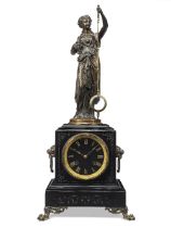 A late 19th century French slate and bronze mystery 'swinger' clock Guilmet, No. 1155