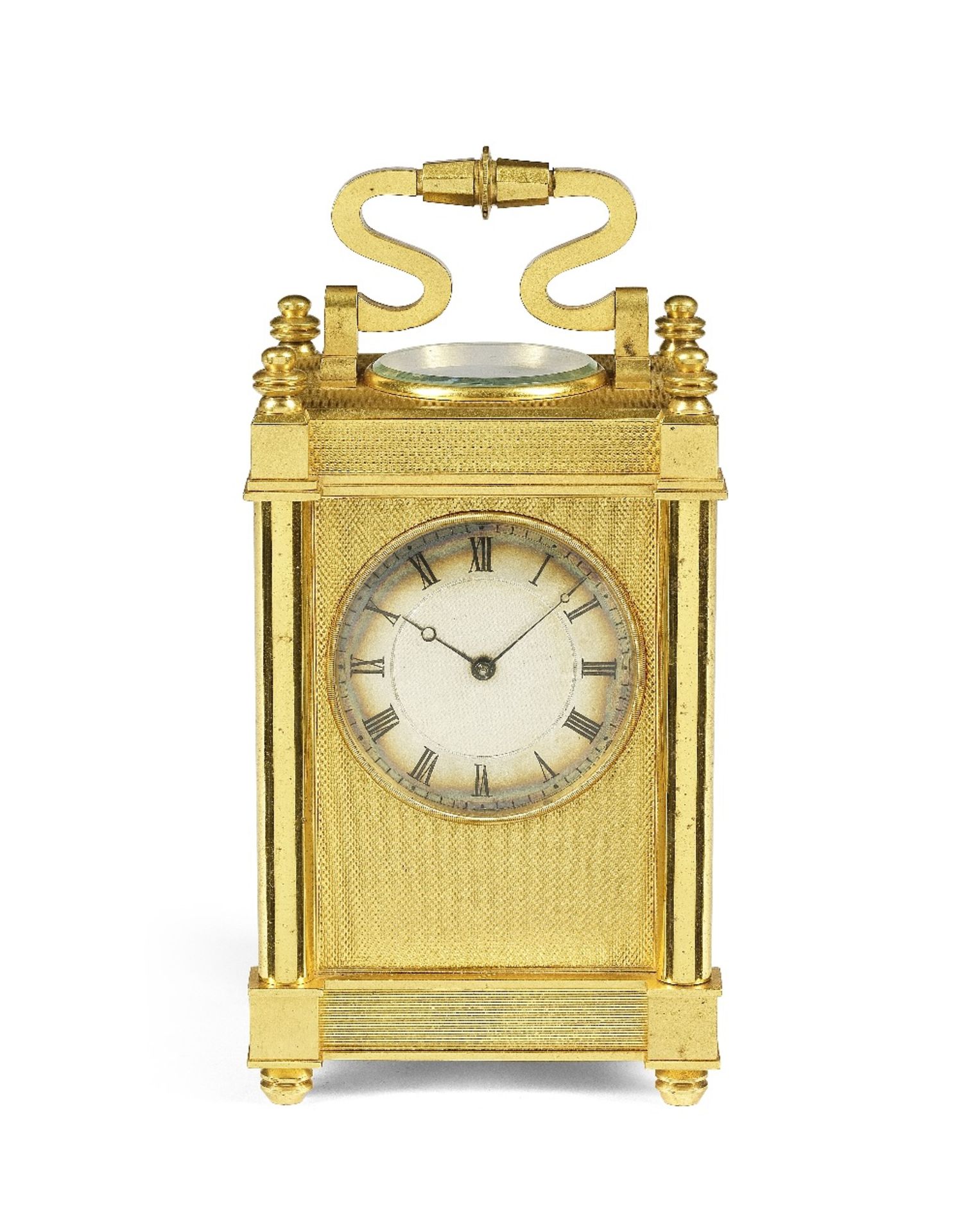 A Good Mid 19th Century English Gilt Brass Carriage Timepiece With Underslung Lever Platform Escapem