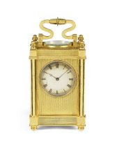 A Good Mid 19th Century English Gilt Brass Carriage Timepiece With Underslung Lever Platform Escapem