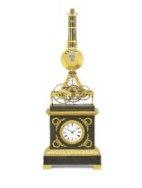 A rare early 19th century French gilt and patinated brass quarter striking Skeleton clock with gridi