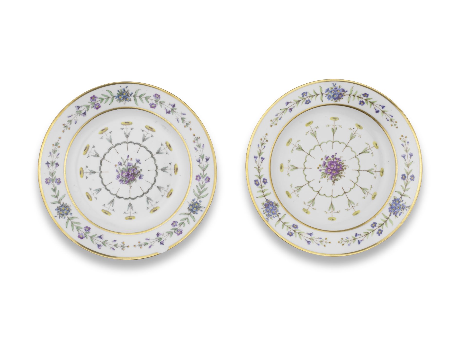 Two plates from the 'service fleurette' given by Napoleon I to M. Fran&#231;ois, former Bishop o...
