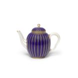 A S&#232;vres blue-ground cannel&#233; teapot and cover (th&#233;i&#232;re Calabre), circa 1780