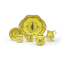 A S&#232;vres yellow-ground tea service (d&#233;jeuner octogone), dated 1786