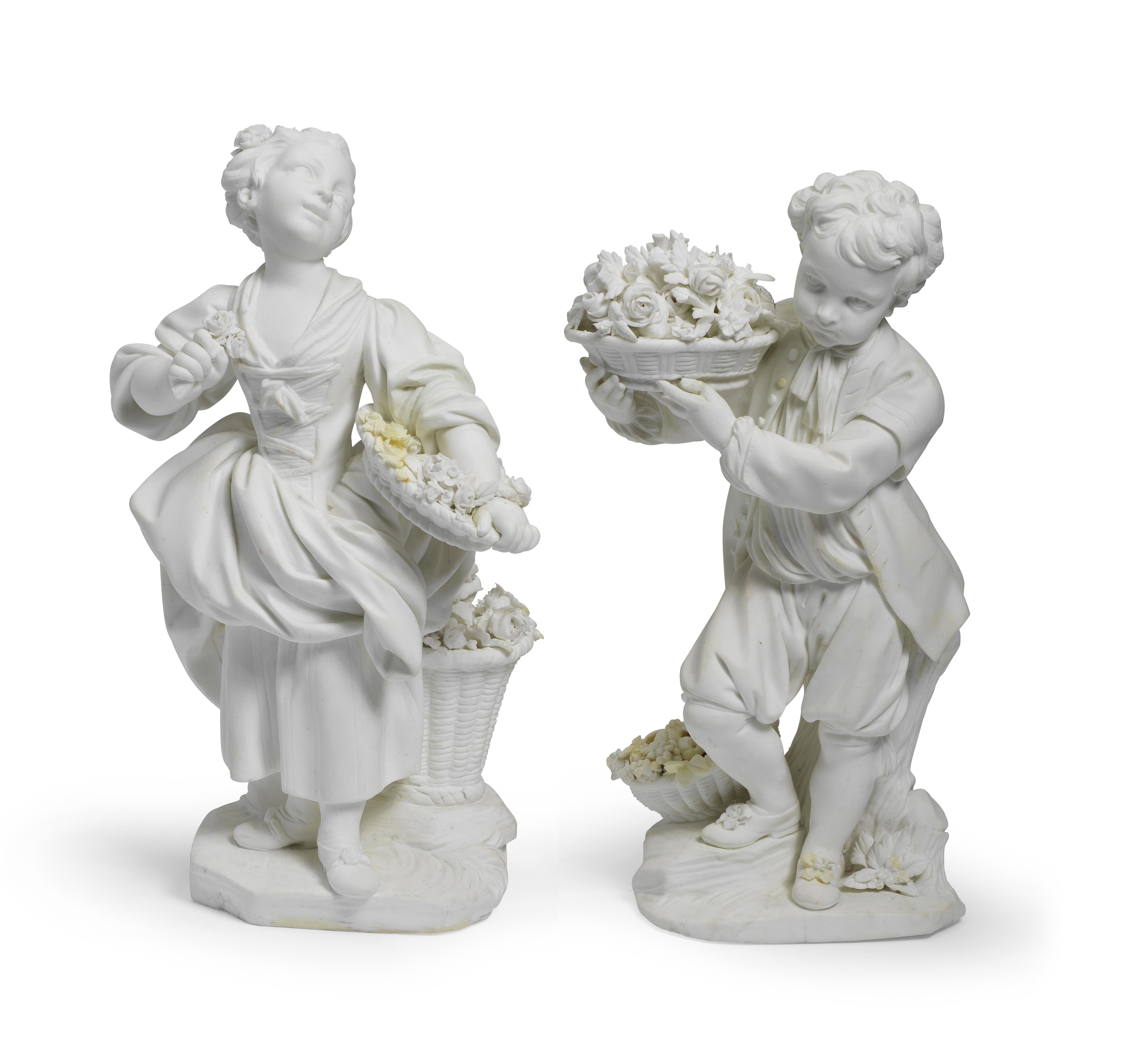 A pair of S&#232;vres biscuit figures of 'La Grande Jardini&#232;re' and 'Le Grand Jardinier', t...