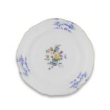 A Vincennes/S&#232;vres plate with flowers (assiette &#224; potage &#224; ornements), dated 1756