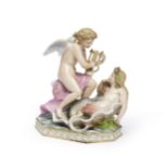A Meissen group of a Nereid and Cupid, second half 19th century