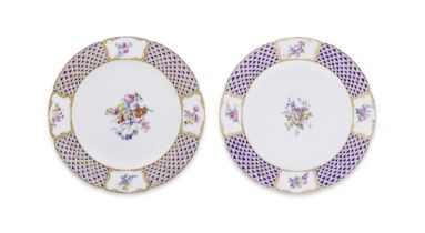 Two S&#232;vres plates from a service supplied to the Comte de Choiseul or purchased by Madame d...