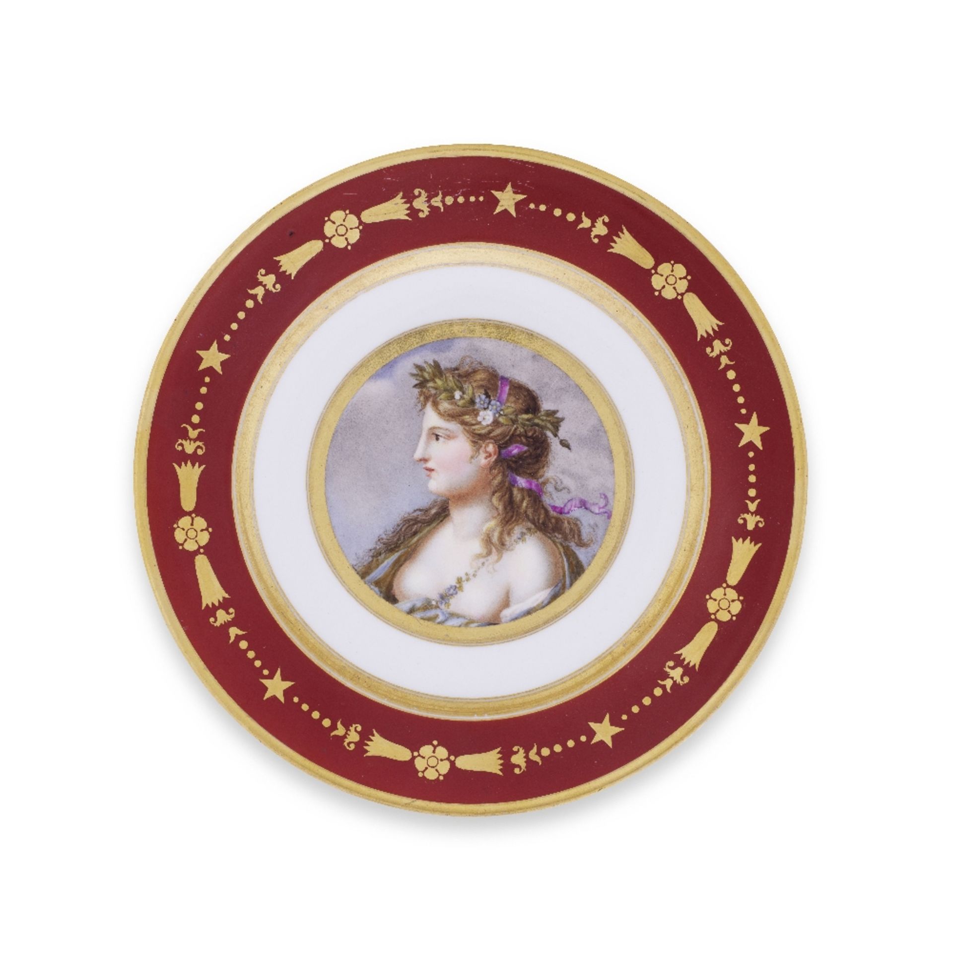 A S&#232;vres red-ground neo-classical plate, circa 1805