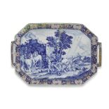 A Rouen faience tray (banette) depicting the conversion of Saint Paul, circa 1720-1730