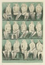 Henry Moore O.M., C.H. (British, 1898-1986) Seated Figures Lithograph in colours, 1957, on Arche...