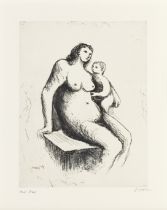 Henry Moore O.M., C.H. (British, 1898-1986) Mother and Child V, from Mother and Child Etching wi...