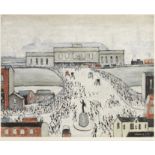 Laurence Stephen Lowry R.A. (British, 1887-1976) Station Approach Offset lithograph in colours, ...