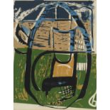 Peter Lanyon (British, 1918-1964) (Untitled) Cane Chair Screenprint in colours, circa 1954, on w...