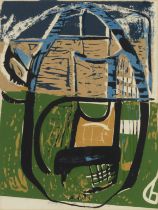 Peter Lanyon (British, 1918-1964) (Untitled) Cane Chair Screenprint in colours, circa 1954, on w...