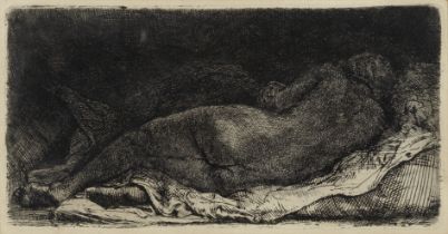 Rembrandt Harmensz van Rijn (Dutch, 1606-1669) Reclining Female Nude (La negresse couch&#233;) E...