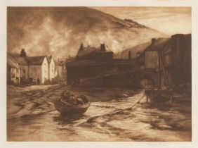 Frank Short (British, 1857-1945) A Slant of Light in Polperro Harbour No.2 Mezzotint printed in ...