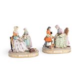 Two French porcelain figural groups after Chardin