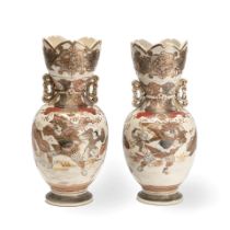 A pair of Satsuma earthenware vases probably late Meiji/Taishō period (2)