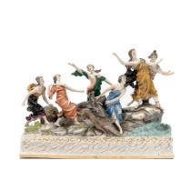 A large Continental porcelain figural group depicting dancing maidens probably Naples (Capodimonte)