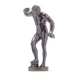 A French patinated bronze figure of The Dancing Faun with Cymbals (or The Cymbal Player) probabl...