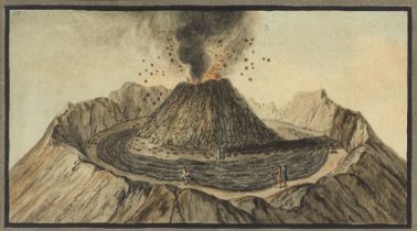Pietro Fabris (Italian, circa 1740-1792) Interior of Crater of Vesuvius with spectators, from th...