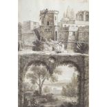 Italian School, circa 1770 An album of 88 pages containing drawings of Italianate landscape view...