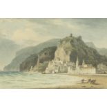 John 'Warwick' Smith (British, 1749-1831) View of Amalfi, on the Gulf of Salerno with figures in...