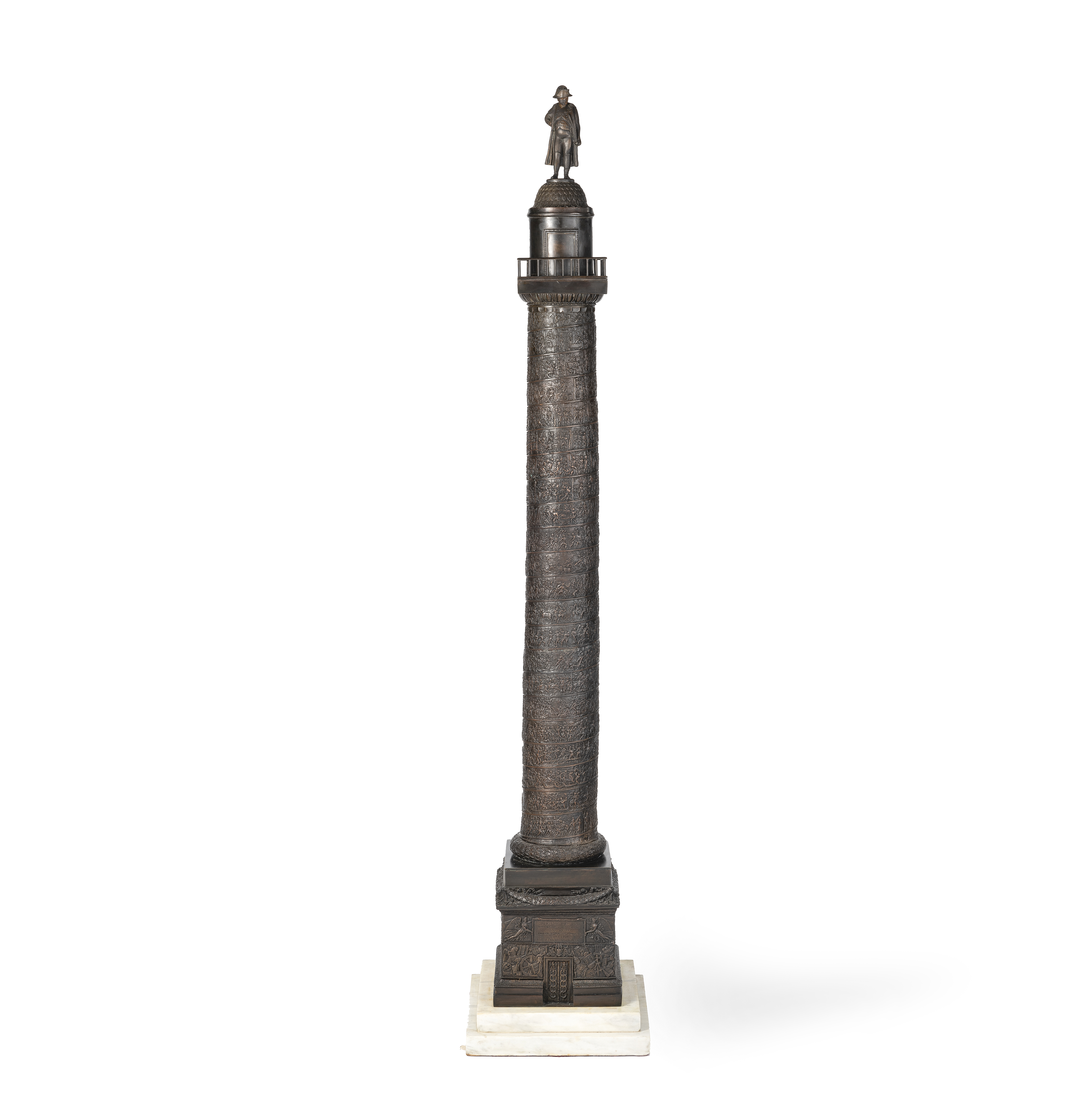 A very impressive late 19th century French patinated bronze and marble model of the Vend&#244;me...