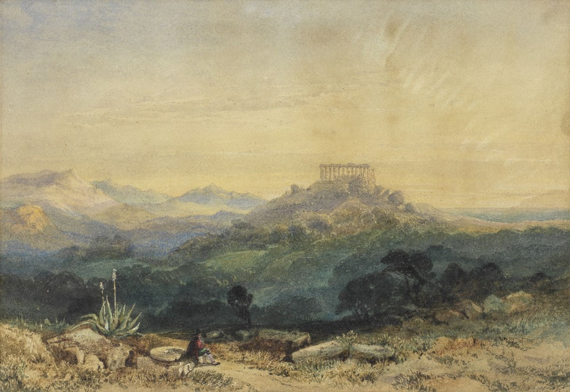 Hugh William 'Grecian' Williams (British, 1773-1829) A view of the Temple of Juno, Agrigento, Si...