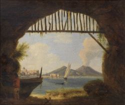 English School, early 19th Century A View of Mount Vesuvius from the North from a cave in the B...