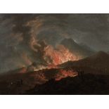 Attributed to Pietro Fabris (Italian, circa 1740-1792) Mount Vesuvius erupting at night with ele...