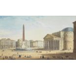 Italian School, circa 1790 A view of the Piazza della Rotonda, Rome with the Pantheon and numero...