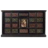 An Italian 19th century porphyry, porfido verde and marble inset ebony and ebonised cabinet inco...