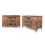 Of erotic interest - A matched pair of Italian Neoclassical revival polychrome decorated commode...