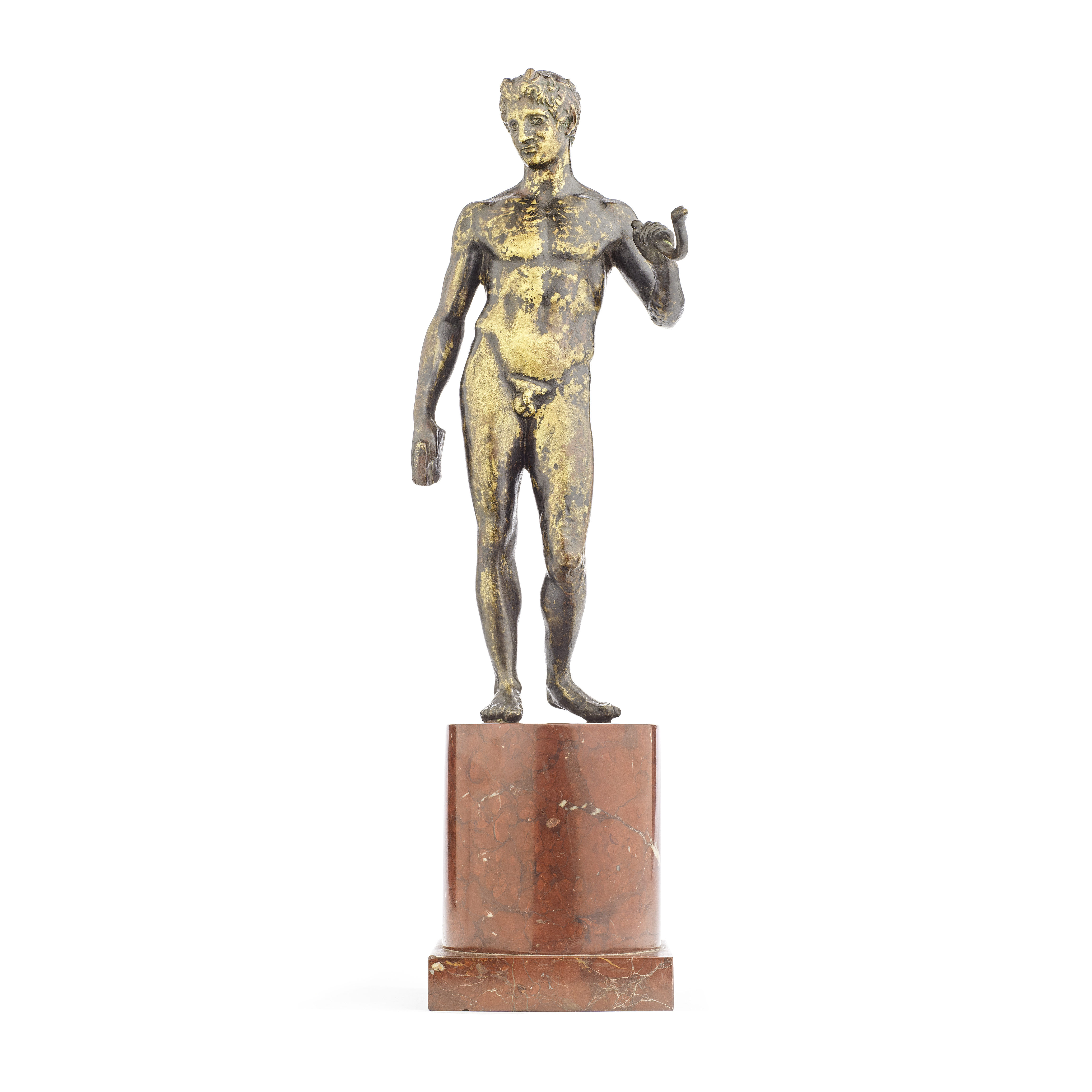 An Italian patinated bronze model of a young standing faun perhaps Roman or Florentine, late 18...