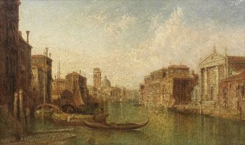 Alfred Pollentine (British, 1836-1890) The Grand Canal, Venice, with the Church of San Eustachiu...