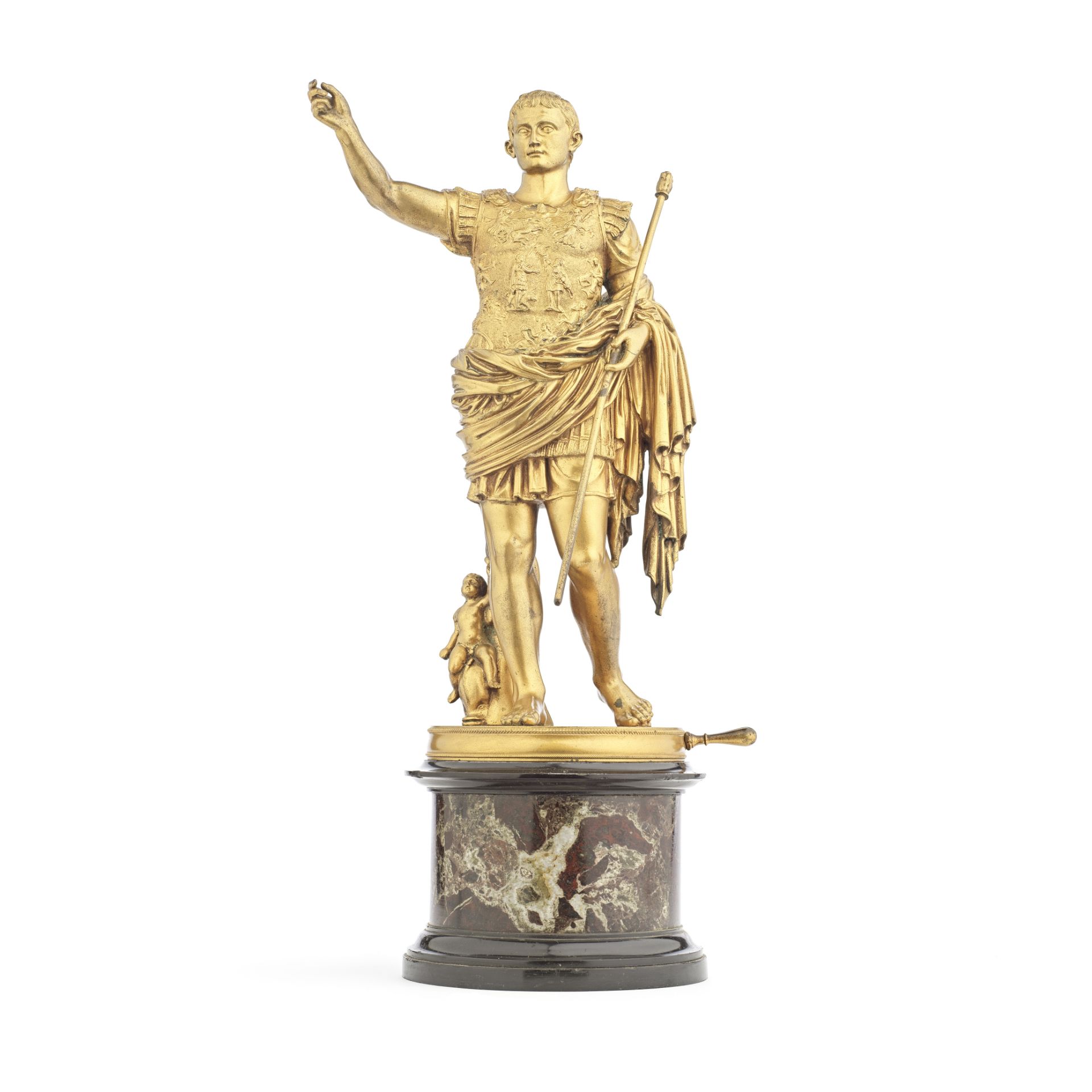 An Italian gilt bronze figure of the Emperor Augustus cast by the Nelli foundry, Rome, probably...