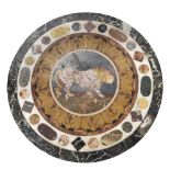 An Italian early 19th century pietra dura and marble top fixed on a later mahogany occasional ta...