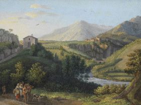 Jacob Philipp Hackert (German, 1737-1807) View of the convent of San Cosimato from the Aniene va...